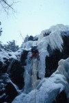 Jim leading in a snow storm on Camera Trouble on the upper wall of Lock Ness