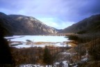 The East Rosebud Lake as seen from "The Hump" on the East Rosebud - Cooke City Trail; just past this hump is the drainage for California Ice