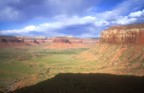 A view of Indian Creek from Optimator Wall; the wall centered in the photo is Reservior Wall, and the 4x4 Wall is on the right