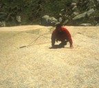 Jes�s approaches the belay leading the second pitch (V+)