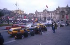 A protest in one of the squares in downtown Lima