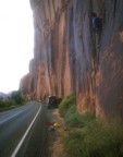 Roadside climbing on Potash Road�not the most aesthetic climbing area