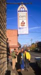 The gang gathered outside the Cathedral Caf�, Fayetteville