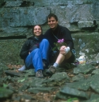 Jim and Lucie sitting at the base of Burning Calves, Beauty Mountain