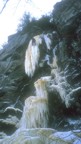 Tommy climbs the steep upper section of the free-hanging icicle