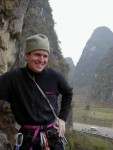 Jim, happy, at the second belay